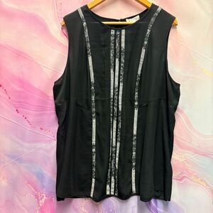 Kenar 2X Black Sleeveless Blouse Artsy Boho Punk Emo Retro Professional Classic